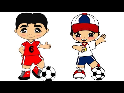 Menggambar anak laki laki pemain bola |belajar menggambar mudah untuk anak tk & paud