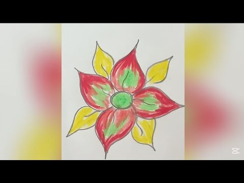 رسم سهل | رسمت ورده ولونتها بطريقة مبهره | تعلم الرسم للمبتدئين