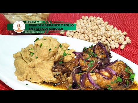 🍲PURÉ DE GARBANZO Y 🍗🧅POLLO EN SALSA DE CEBOLLA #pollo #hummus