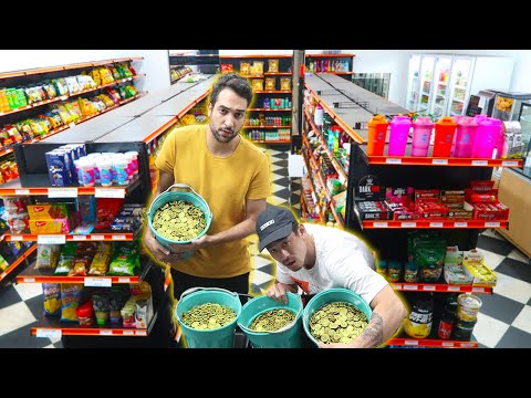 COMPREI O MERCADO INTEIRO COM MOEDAS DE 1 REAL