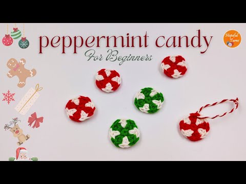 Super Easy & Fast Crochet Christmas Ornament | Crochet Peppermint Candy | Homemade Gift Tags