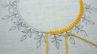 Most cutest hand embroidery neckline design for kurti| latest embroidery design for beginner
