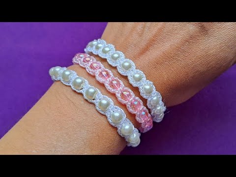 Cómo hacer Brazalete, Pulsera a Ganchillo y Perlas/How to Crochet a Bracelet/Teje Pulsera a Crochet