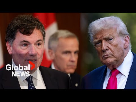 YouTube video thumbnail: "Canadians Expect Us to Take Time," LeBlanc Says After US Meeting Ahead of Trump Tariff Deadline
