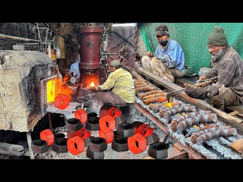 Huge Hex Nuts Production Process | Hexagon Nuts 🔩 Manufacturing in Mini Factory |