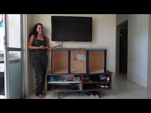 Olha como transformei esse armário e a parede - decoração de sala