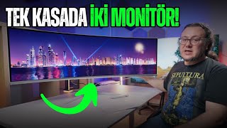 İki monitörü tek kasada birleştirirsen ne olur? Ultra Geniş QD OLED deneyimi sunan 49 inçlik monitör