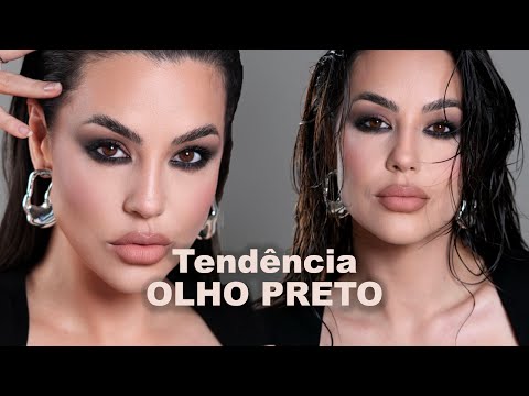 Como fazer o olho PRETO esfumado alongado!