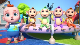 Five Little Monkeys Jumping on the Bed | GoBooBoo Nursery Rhymes & Kids Songs