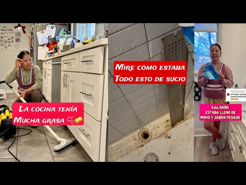 ESTE BAÑO ESTABA MUY SUCIO LLENO DE JABÓN Y MOHO, así LIMPIAMOS LOS GABINETES DE LA COCINA