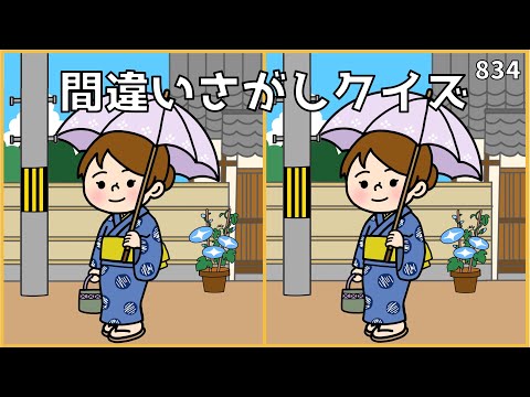 【間違い探しクイズ】老化予防におすすめ！認知症予防になる脳トレ動画【夏イラスト】#834