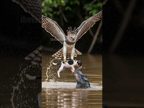 Harpy Eagle Saves Puppy From Caiman's Jaws! #rescue #animals #wildlife