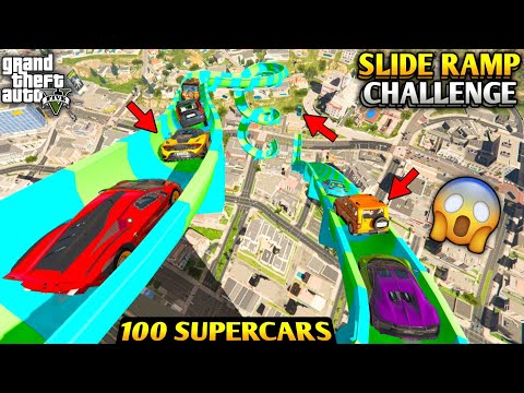 Super Cars Vs Indian Cars 🔥 Roof Top Slide Ramp Challenge😱in GTA 5 | Techno Gamerz | GTA 5 MODS!