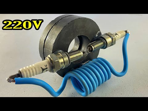 I Created Free Electricity AC 220v Generator With Big Copper Wire & Spark Plug  #technology