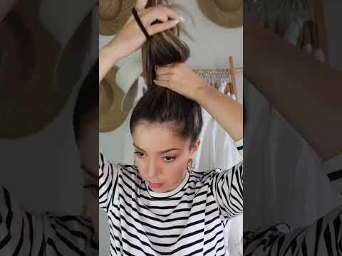 Astuce coiffure: chignon haut 🖤 hairstyle hack : high bun #hairhack #astucecoiffure #tutocoiffure