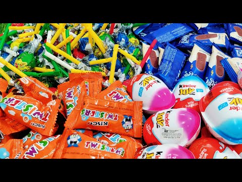 NEW! Colored Glitter Kinder Joy opening ASMR - A lot of Kinder Surprise egg toys Part- 361