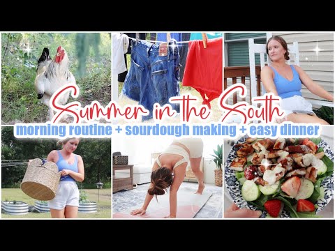 🇺🇸☀️ SUMMER HOMEMAKING • morning routine • sourdough making • easy dinner idea • cleaning motivation