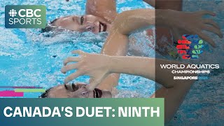 Canada's Audrey Lamothe, Ximena Ortiz Montano place ninth in duet free artistic swimming at worlds
