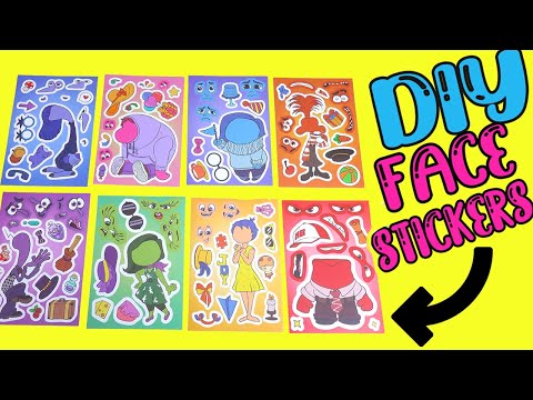 Inside Out 2 Movie DIY Silly Face Stickers with Joy, Sadness, Anxiety, Disgust