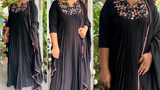 Yoke pattern long dress cutting and stiching