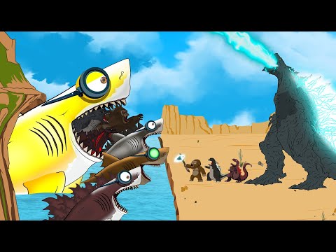 TEAM GODZILLA & KONG vs SHARK - Story of Transformation | Godzilla Cartoon