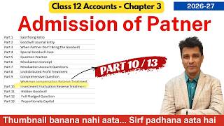 Workman compensation Reserve  | C3-P10-Admission of Partner  | Class 12 Accountancy 2026-27