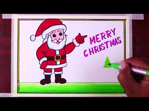 How to draw Merry Christmas drawing / Christmas drawing easy / Santa Claus drawing easy