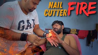 Nail Cutter + Fire = Unexpected Barber Trick! INSANE Shamboo Barber Finger Cleaning ASMR