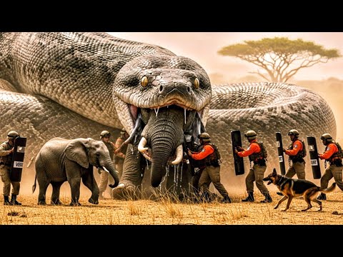 Animal Rescue:🐘GIANT Python Attacks Mother Elephant & Calf| Brave German Shepherd & Rescue Team Help