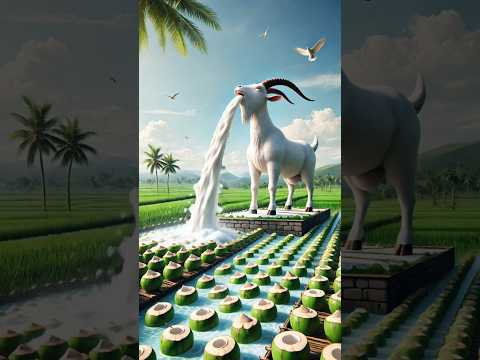 Grandma's goat gave coconut juice but grandpa's cow gave nothing #ai #cow #goat #animals
