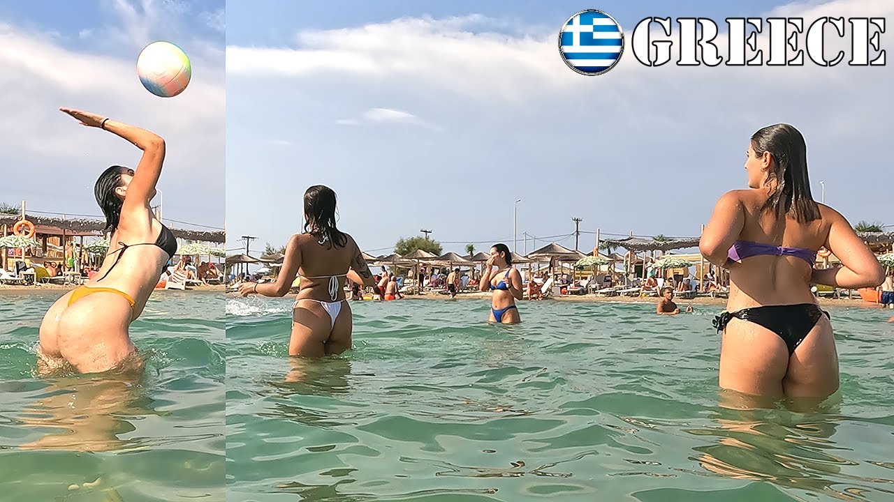 BIKINI BEACH | Greece beach 4K 🏖️ Kavala beach walk 2023