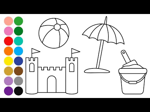 BEACH Drawing, Painting, Coloring for Kids and Toddlers | Learn How to Draw