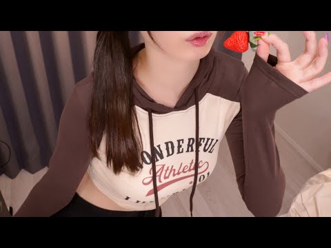 ASMR Fake Food Eating or Real? 🍓🍦🍉(strawberry, ice cream, watermelon)