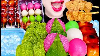 ASMR RAINDROP MOCHI, WARABI MOCHI DANGO 물방울 떡 와라비 모찌 당고 먹방 MUKBANG, EATING