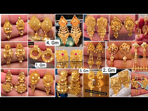 Light Weight Gold Earrings For Daily Wear With Price |Tops Earrngs Design |Gold Earrings Designs #68