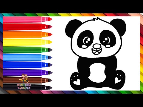 Dibuja y Colorea Un Panda 🐼🌈 Dibujos Para Niños