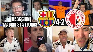 "MEJORES REACCIONES Y LLOROS MADRIDISTAS tras el FC BARCELONA 4-2  SLAVIA PRAGA| ¡IMPERDIBLE!"