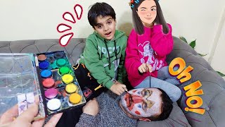 BABAMIN UYURKEN YÜZÜ BOYADIK ‼️ SİNİRDEN ÇILDIRDI