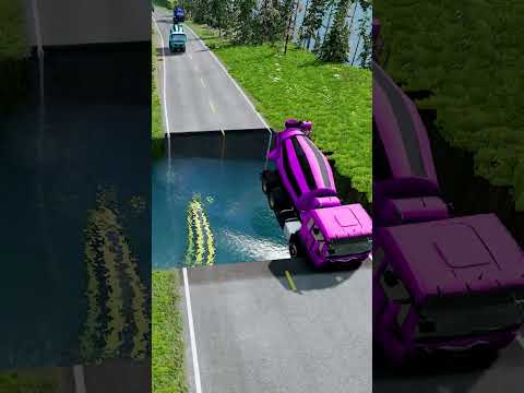 Concrete mixer truck vs water pit #130 | #doublespeedbumps #carsvswaterpit #carsvsdeepwater