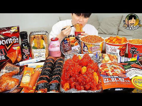 ASMR MUKBANG 편의점 핵불닭 미니!! 떡볶이 & 핫도그 & 김밥 FIRE Noodle & HOT DOG & GIMBAP EATING SOUND!