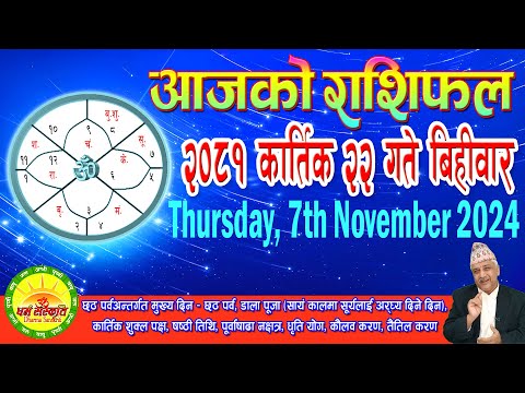 आजको राशिफल | २०८१ कार्तिक २२ गते बिहीवार | November 07, 2024 | 2081 Kartik 22 | Aaja Ko Rashifal