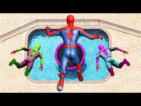 GTA 5 Ragdolls Rainbow Spiderman Jumps/Fails (Euphoria Physics) #2