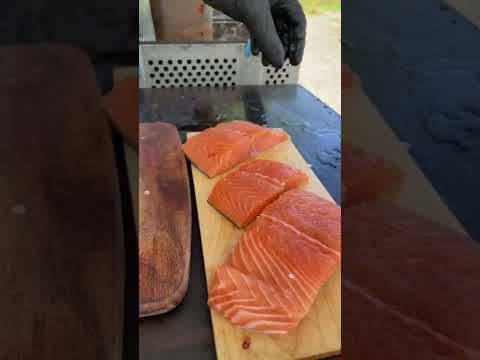 Garlic Parmesan Crusted Salmon on a Cedar Plank. Cheesy, crispy, moist and SO delicious. #asmr