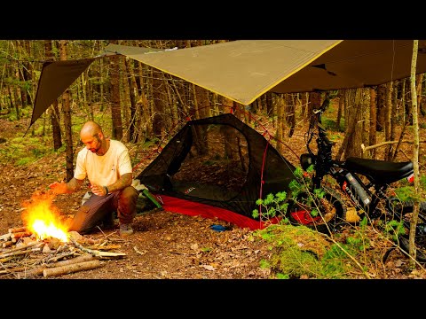 Bushcraft Camping With Electric Bike And Lightweight Hiking Gear