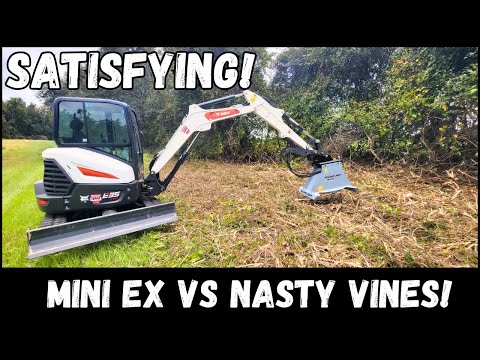 SASTISFYING! Mini Excavator VS Overgrown Vines! Bobcat E35