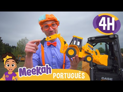 Conhecendo Veículos de Construção | 💜Olá Meekah!💜| Amigos do Blippi Brasil | 4 HORAS