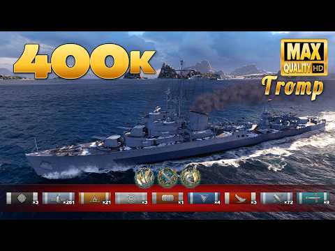 Destroyer Tromp   400k damage on map Northern Waters   World of Warships
