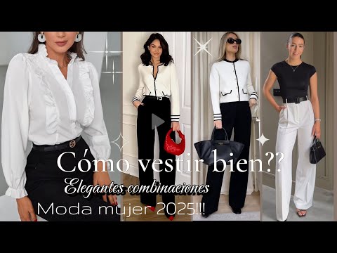 MODA 2025 Mujer  Combinaciones con la ropa básica estilo elegante y sencilla