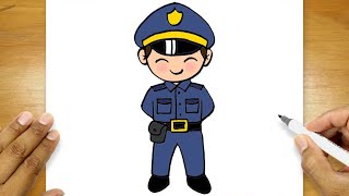 Police Hat Drawing | How To Draw A Police