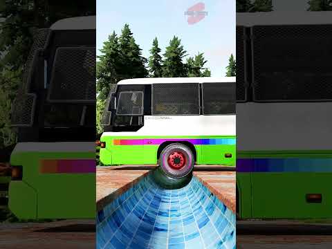 Big Truck Tow Bus vs Upside Down Speedbump #shorts #beamng #beamngcrashes #beamngdrive #trucksvs